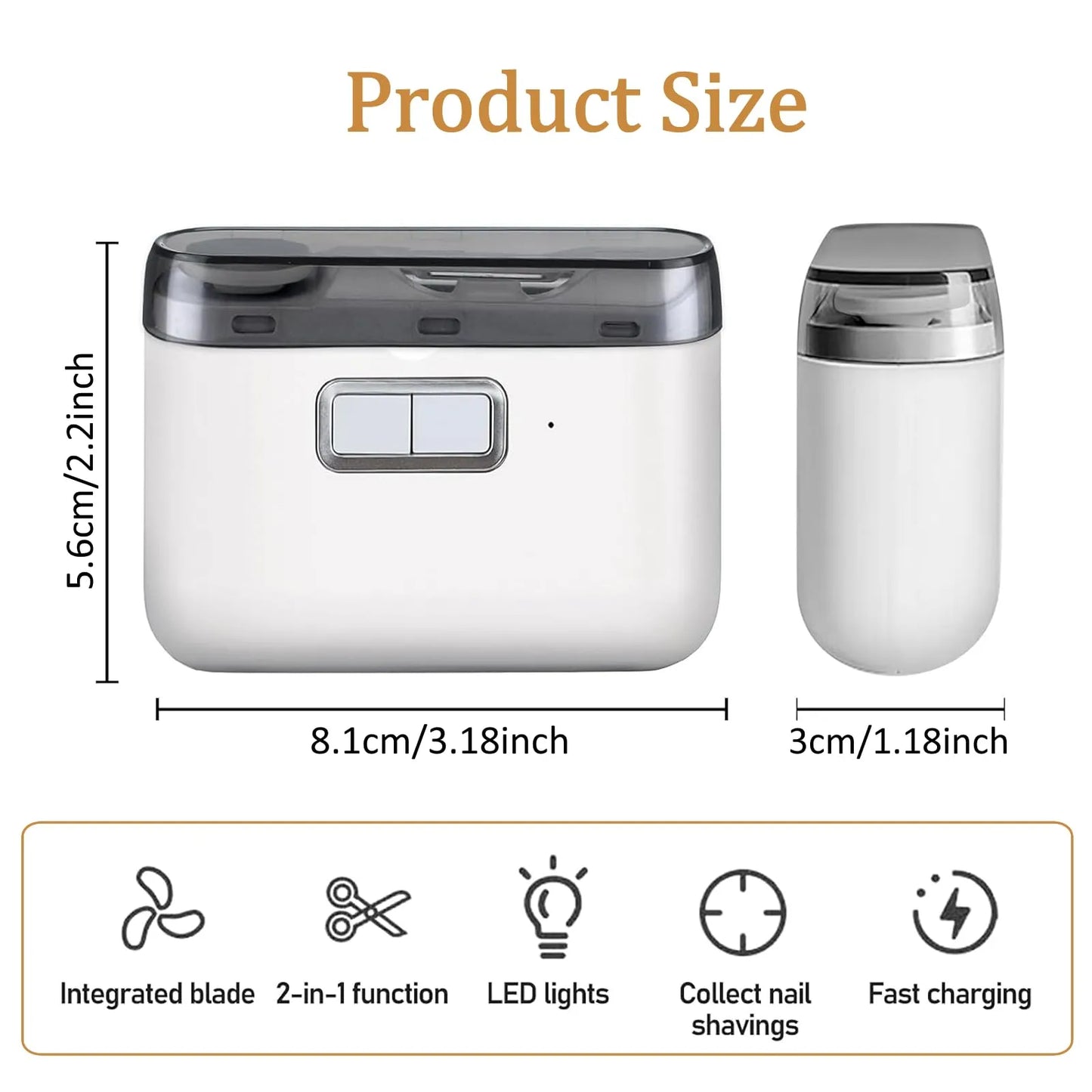 2 in 1 Electric Automatic Nail Clipper Trimmer