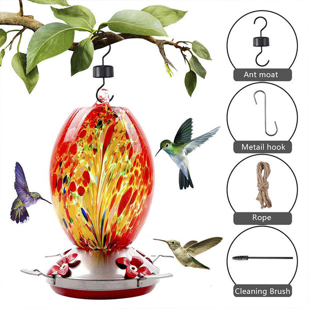 Hummingbird Feeder Hand Blown Glass