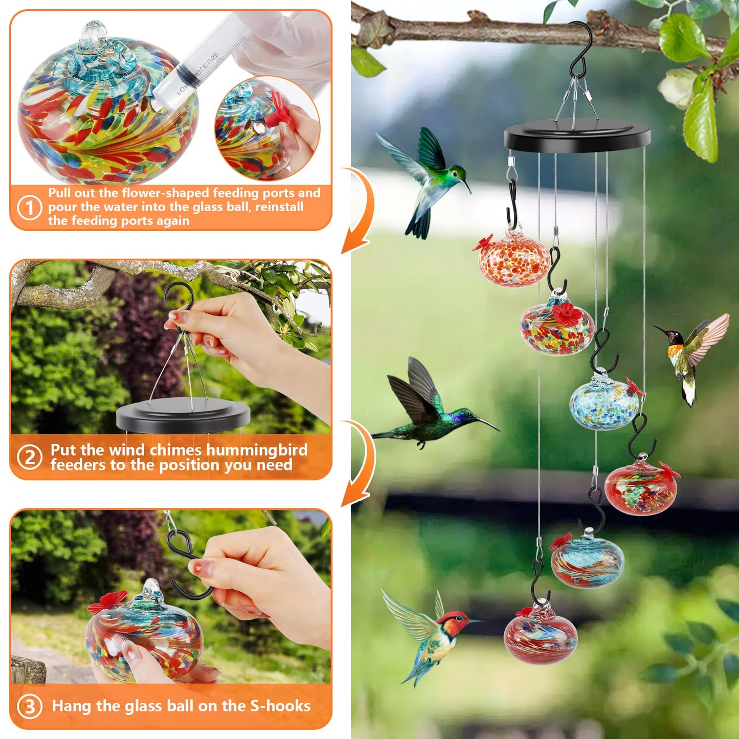 Fanyil Wind Chime Hummingbird Feeder